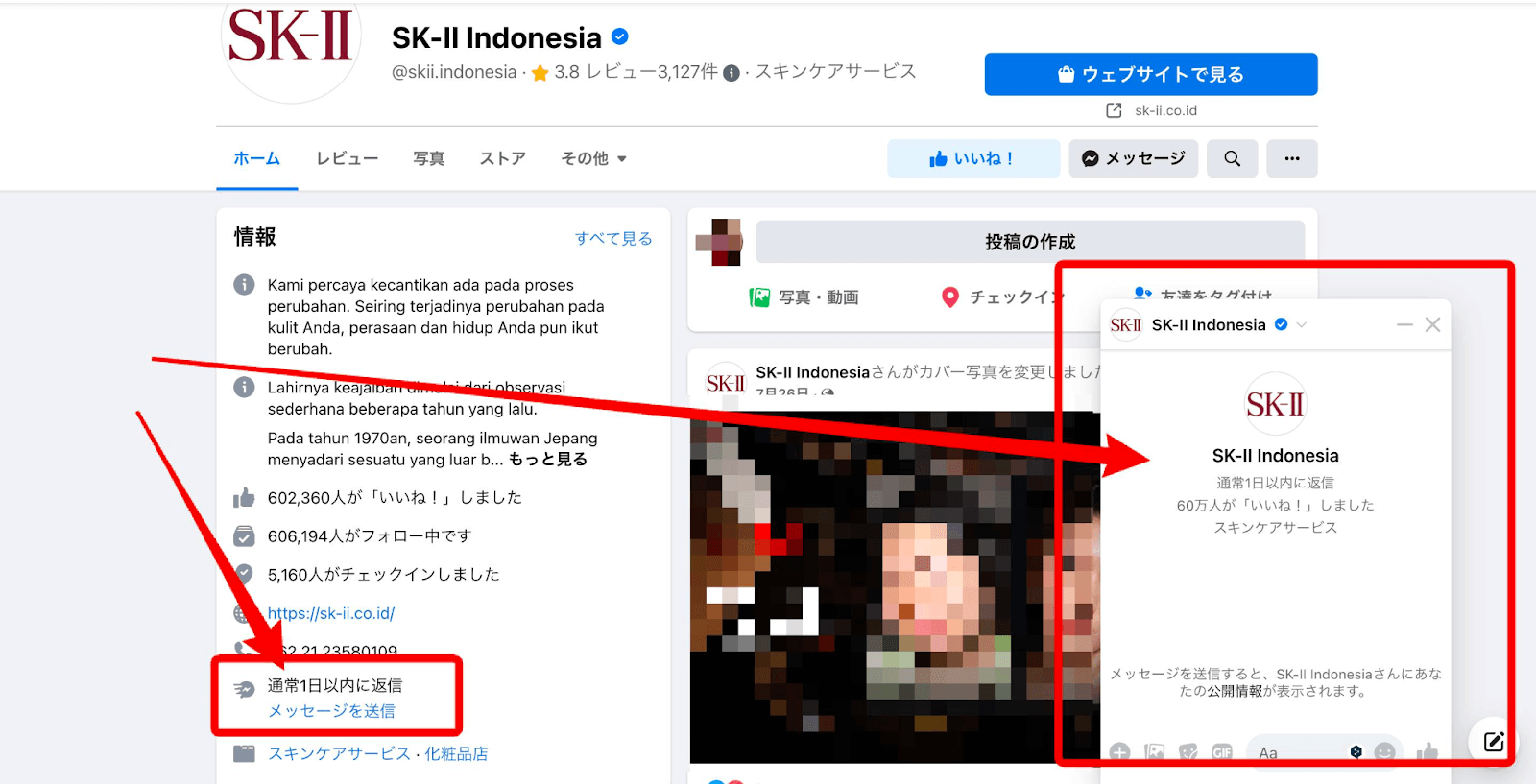 SK-ⅡインドネシアのFacebookページの特徴