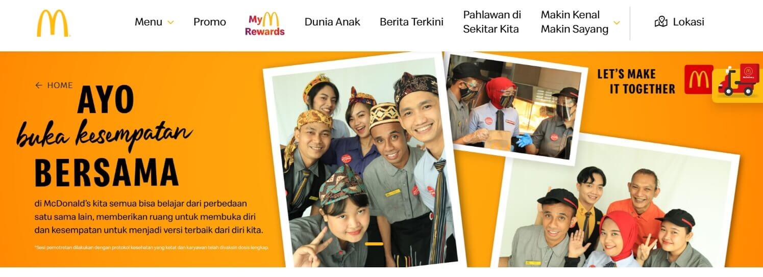 McDonald's Indonesiaの採用情報ページ