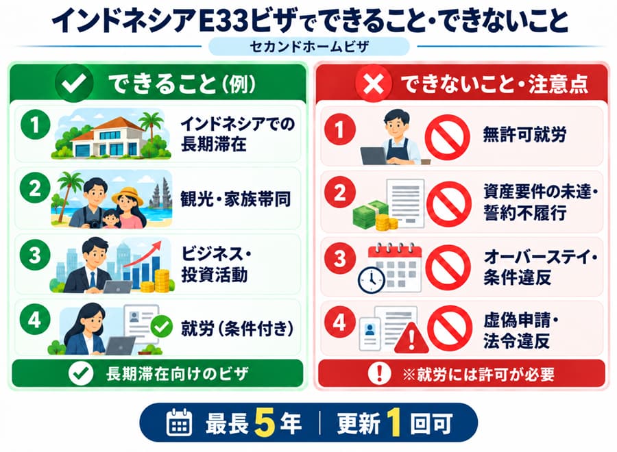 E33ビザでできること・できないこと