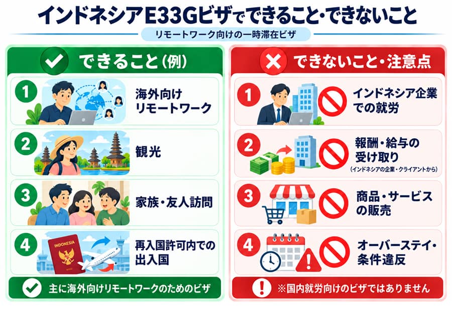 リモートワークビザ(E33Gビザ)でできること・できないこと