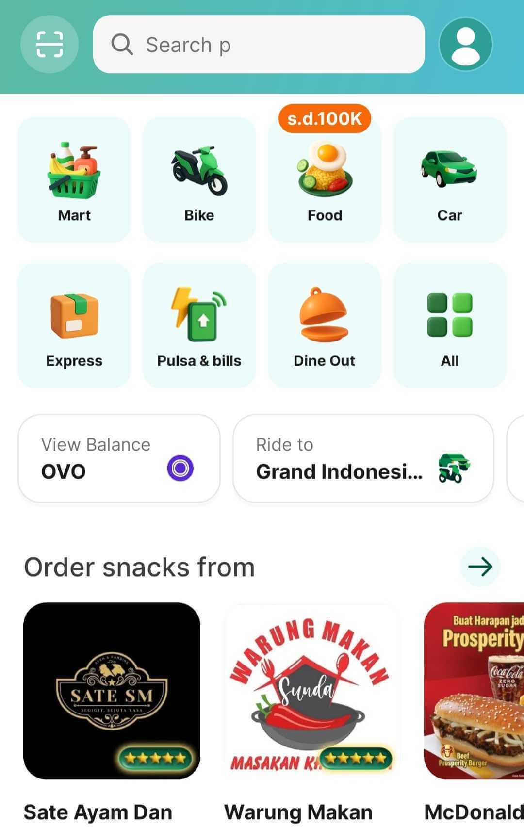 英語版Grabアプリ表示