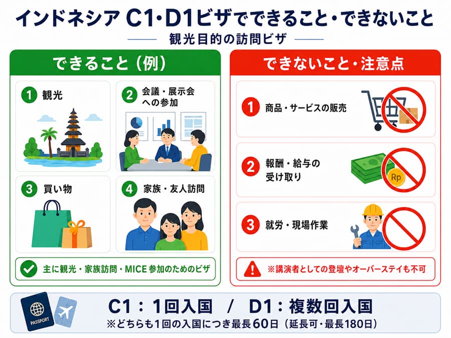 観光ビザ（C1・D1ビザ）でできることできないこと