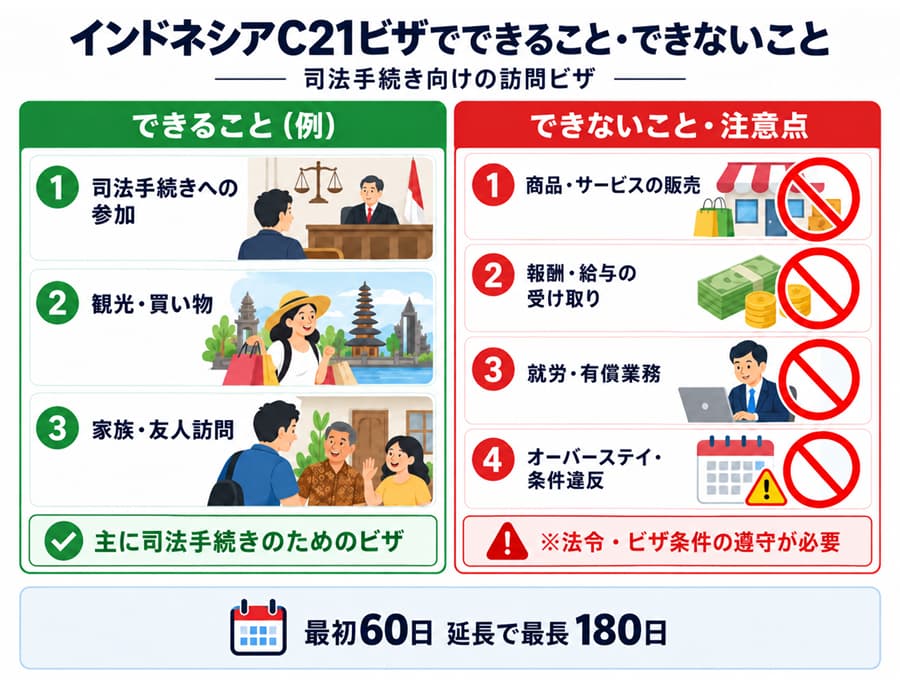 C21ビザでできること・できないこと