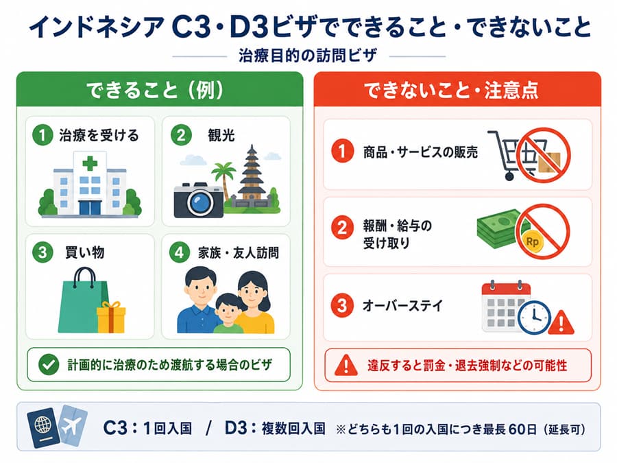 インドネシアのC3・D3ビザでできること