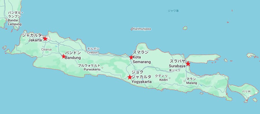 ジャワ島の主要都市