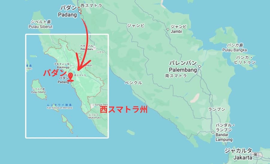 パダン市の位置